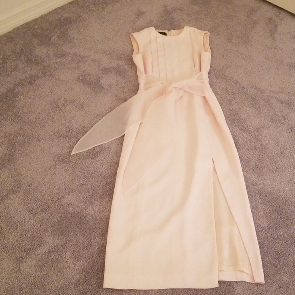Pale blush pink midi dress with slit. - Picture 2 of 8